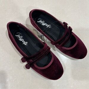 Jellypop Dark Red Velvet Mary Janes